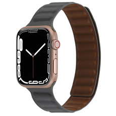 Magnetic Two-color Loop Slim Leather Watch Band For Apple Watch Series 9&8&7 41mm / SE 3&SE 2&6&SE&5&4 40mm / 3&2&1 38mm(Grey)
