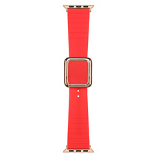 Rose Gold Square Buckle Silicone Watch Band For Apple Watch Series 9&8&7 41mm / SE 3&SE 2&6&SE&5&4 40mm / 3&2&1 38mm(Red)