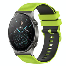 For Huawei GT2 Pro 22mm Checkered Two-Color Silicone Watch Band(Lime Green+Black)
