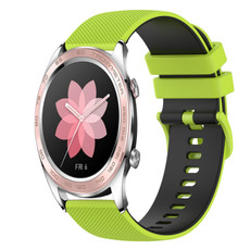 For Honor Watch Dream 22mm Checkered Two-Color Silicone Watch Band(Lime Green+Black)