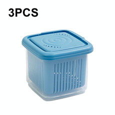 3 PCS Can Be Separated and Drained Fresh Keeping Box, Color: Blue Large