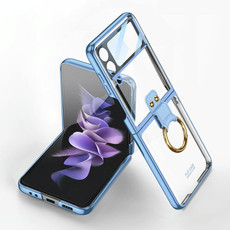 For Samsung Galaxy Z Flip4 GKK Integrated Electroplating Phone Case with Ring(Blue) For Samsung Galaxy Z Flip4 GKK Integrated Electroplating Phone Case with Ring(Blue)