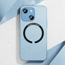 For iPhone 14 Leather Electroplated Magsafe Case (Blue)