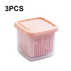 3 PCS Can Be Separated and Drained Fresh Keeping Box, Color: Pink Large
