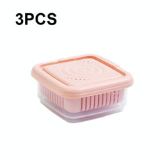 3 PCS Can Be Separated and Drained Fresh Keeping Box, Color: Pink Small