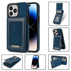 For iPhone 14 Pro N.BEKUS Vertical Flip Card Slot RFID Phone Case(Blue) For iPhone 14 Pro N.BEKUS Vertical Flip Card Slot RFID Phone Case(Blue)