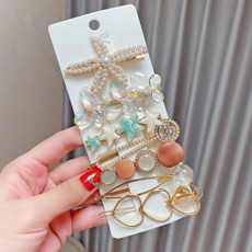 7PCS/Set Pearl Starfish Alloy Colorful Hairpin Headgear Pearl Rhinestone Clip Set 7PCS/Set Pearl Starfish Alloy Colorful Hairpin Headgear Pearl Rhinestone Clip Set
