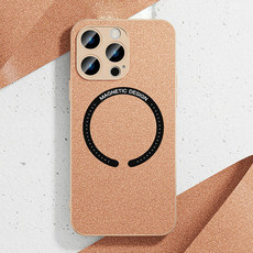 For iPhone 13 Pro Max Leather Electroplated Magsafe Case (Gold)