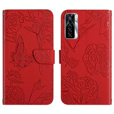 For Tecno Camon 17 Pro HT03 Skin Feel Butterfly Embossed Flip Leather Phone Case(Red) For Tecno Camon 17 Pro HT03 Skin Feel Butterfly Embossed Flip Leather Phone Case(Red)