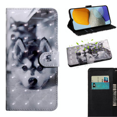 For Samsung Galaxy M23 5G 3D Painted Pattern Leather Phone Case(Husky)