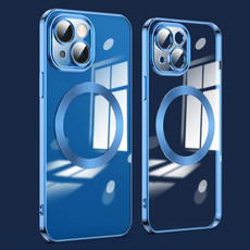 For iPhone 14 Plus Lens Protector MagSafe Electroplated Phone Case (Navy Blue) For iPhone 14 Plus Lens Protector MagSafe Electroplated Phone Case (Navy Blue)