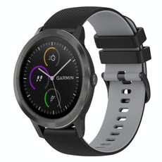 For Garmin Vivoactive3 Music 20mm Checkered Two-Color Silicone Watch Band(Black+Grey) For Garmin Vivoactive3 Music 20mm Checkered Two-Color Silicone Watch Band(Black+Grey)