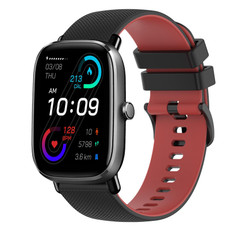 For Amazfit GTS 2 Mini 20mm Checkered Two-Color Silicone Watch Band(Black+Red)