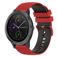 For Garmin Vivoactive3 Music 20mm Checkered Two-Color Silicone Watch Band(Red+Black) For Garmin Vivoactive3 Music 20mm Checkered Two-Color Silicone Watch Band(Red+Black)