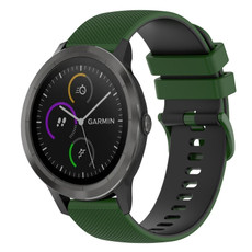 For Garmin Vivoactive3 Music 20mm Checkered Two-Color Silicone Watch Band(Amy Green+Black) For Garmin Vivoactive3 Music 20mm Checkered Two-Color Silicone Watch Band(Amy Green+Black)