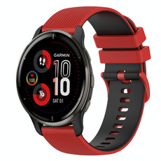 For Garmin Venu 2 Plus 20mm Checkered Two-Color Silicone Watch Band(Red+Black) For Garmin Venu 2 Plus 20mm Checkered Two-Color Silicone Watch Band(Red+Black)