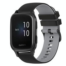For Garmin Venu SQ 20mm Checkered Two-Color Silicone Watch Band(Black+Grey)