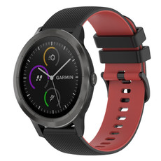 For Garmin Vivoactive3 Music 20mm Checkered Two-Color Silicone Watch Band(Black+Red) For Garmin Vivoactive3 Music 20mm Checkered Two-Color Silicone Watch Band(Black+Red)