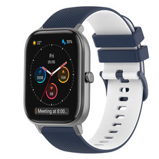 For Amazfit GTS 20mm Checkered Two-Color Silicone Watch Band(Dark Blue+White) For Amazfit GTS 20mm Checkered Two-Color Silicone Watch Band(Dark Blue+White)