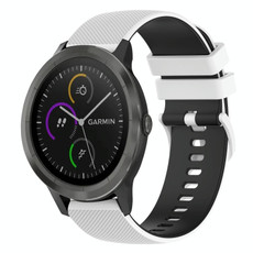 For Garmin Vivoactive3 Music 20mm Checkered Two-Color Silicone Watch Band(White+Black) For Garmin Vivoactive3 Music 20mm Checkered Two-Color Silicone Watch Band(White+Black)