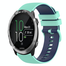For Garmin Forerunner 645 Music 20mm Checkered Two-Color Silicone Watch Band(Teal+Blue) For Garmin Forerunner 645 Music 20mm Checkered Two-Color Silicone Watch Band(Teal+Blue)