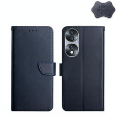 For Honor 70 Genuine Leather Fingerprint-proof Horizontal Flip Phone Case(Blue)