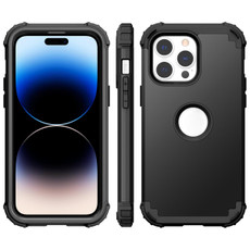 For iPhone 14 Pro 3 in 1 Shockproof Phone Case(Black)