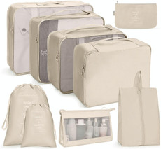 9 In 1 Cosmetic Bag Travel Storage Bag Set Folding Storage Bag( Beige)