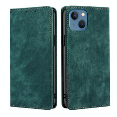 For iPhone 14 RFID Anti-theft Brush Magnetic Leather Phone Case (Green) For iPhone 14 RFID Anti-theft Brush Magnetic Leather Phone Case (Green)