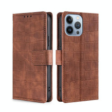 For iPhone 14 Pro Skin Feel Crocodile Magnetic Clasp Leather Phone Case(Brown) For iPhone 14 Pro Skin Feel Crocodile Magnetic Clasp Leather Phone Case(Brown)