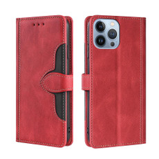 For iPhone 14 Pro Max Skin Feel Magnetic Buckle Leather Phone Case (Red)