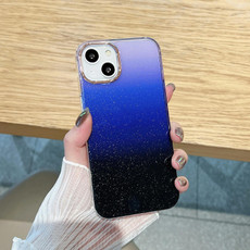 For iPhone 13 Pro Glitter Gradient TPU Phone Case (Black Blue)