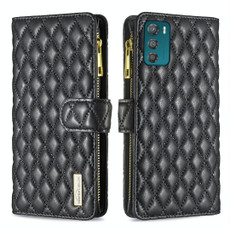For Motorola Moto G42 4G Diamond Lattice Zipper Wallet Leather Flip Phone Case(Black)