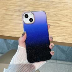 For iPhone 12 Glitter Gradient TPU Phone Case(Black Blue)