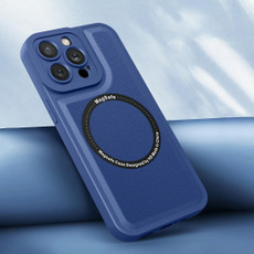 For iPhone 13 Pro Magsafe Magnetic Plain Leather Phone Case (Royal Blue)