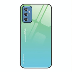 For Samsung Galaxy M52 5G Gradient Color Glass Case(Green Cyan)