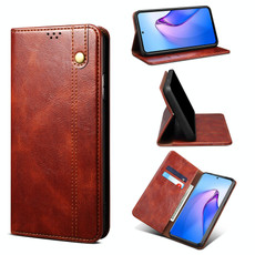For OPPO Reno8 Pro Simple Wax Crazy Horse Texture Leather Phone Case(Brown)