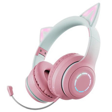 BT029C RGB Dual Modes Cat Ear Wireless Bluetooth Headphone(Pink)