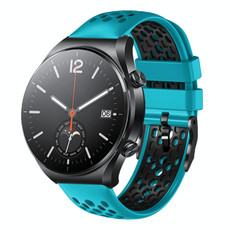 For Xiaomi MI Watch S1 22mm Two-Color Breathable Silicone Watch Band(Skyblue+Black) For Xiaomi MI Watch S1 22mm Two-Color Breathable Silicone Watch Band(Skyblue+Black)