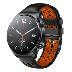 For Xiaomi MI Watch S1 22mm Two-Color Breathable Silicone Watch Band(Black+Orange)