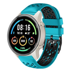 For Xiaomi MI Watch Sport 22mm Two-Color Breathable Silicone Watch Band(Skyblue+Black) For Xiaomi MI Watch Sport 22mm Two-Color Breathable Silicone Watch Band(Skyblue+Black)