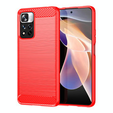 For Xiaomi Poco X4 NFC 5G Brushed Texture Carbon Fiber TPU Phone Case(Red) For Xiaomi Poco X4 NFC 5G Brushed Texture Carbon Fiber TPU Phone Case(Red)
