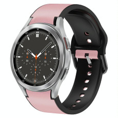 For Samsung Galaxy Watch 4 Classic 46mm Silicone Adhesive Leather Watch Band(Pink)
