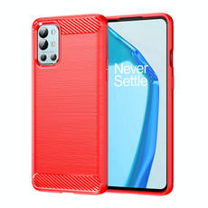 For OnePlus 9R Brushed Texture Carbon Fiber TPU Phone Case(Red)