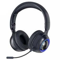 KE08 RGB Stereo PC Wireless Bluetooth Headphones with Microphone(Dark Blue)