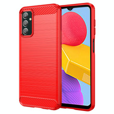 For Samsung Galaxy M13 4G Brushed Texture Carbon Fiber TPU Phone Case(Red) For Samsung Galaxy M13 4G Brushed Texture Carbon Fiber TPU Phone Case(Red)