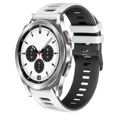 For Samsung Galaxy Watch 4 Classic 42mm 20mm Two-Color Silicone Watch Band(White+Black)