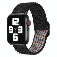 Wave Nylon Watch Band For Apple Watch Series 9&8&7 41mm / SE 3&SE 2&6&SE&5&4 40mm / 3&2&1 38mm(Obsidian Black)