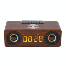 K1 Multifunctional Desktop Wooden Bluetooth Speaker Wireless Loudspeaker(Dark Brown)