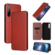 For HTC Desire 22 Pro Carbon Fiber Texture Flip Leather Phone Case(Brown) For HTC Desire 22 Pro Carbon Fiber Texture Flip Leather Phone Case(Brown)
